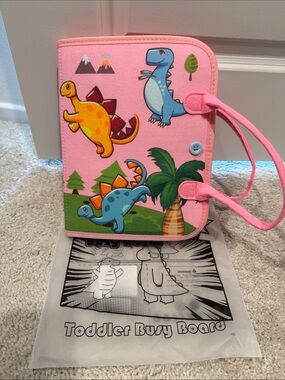 Pink Dinosaur Busy Board Activity Book for Kids